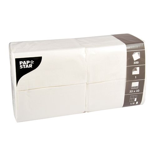 Papstar Servietten 1-lg 1/8-Falz 33 x 33 cm - weiß - 500 Stück