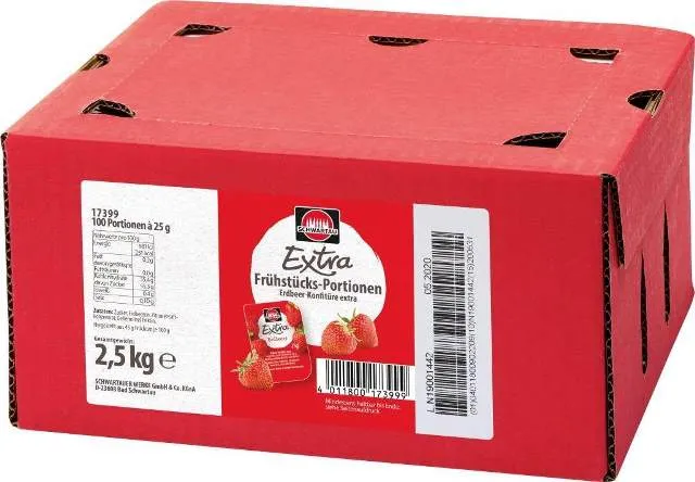 Schwartau Extra Erdbeerkonfitüre 100 x 25g | CaterPoint.de Schwartau Extra Erdbeerkonfitüre 100 x 25g | CaterPoint.de