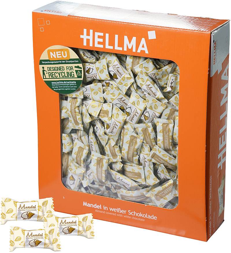 Hellma Mandel in weisser Schokolade 360er
