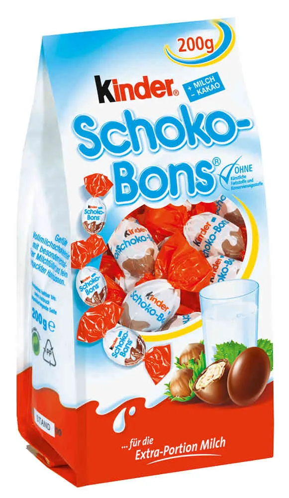 Ferrero Kinder Schoko-Bons 200g Beutel mit Milch-Kakao-Pralinenbonbons bei CaterPoint.de