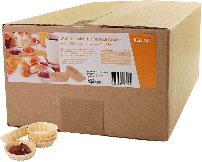 Hellma Waffelschalen 1000 Stück pro Karton à 1,3g