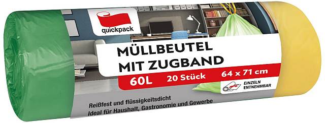 Müllbeutel 60l 20 Stck mit Zugband