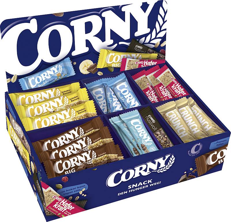 Corny Tischdisplay mit 75 Riegeln, sortiert