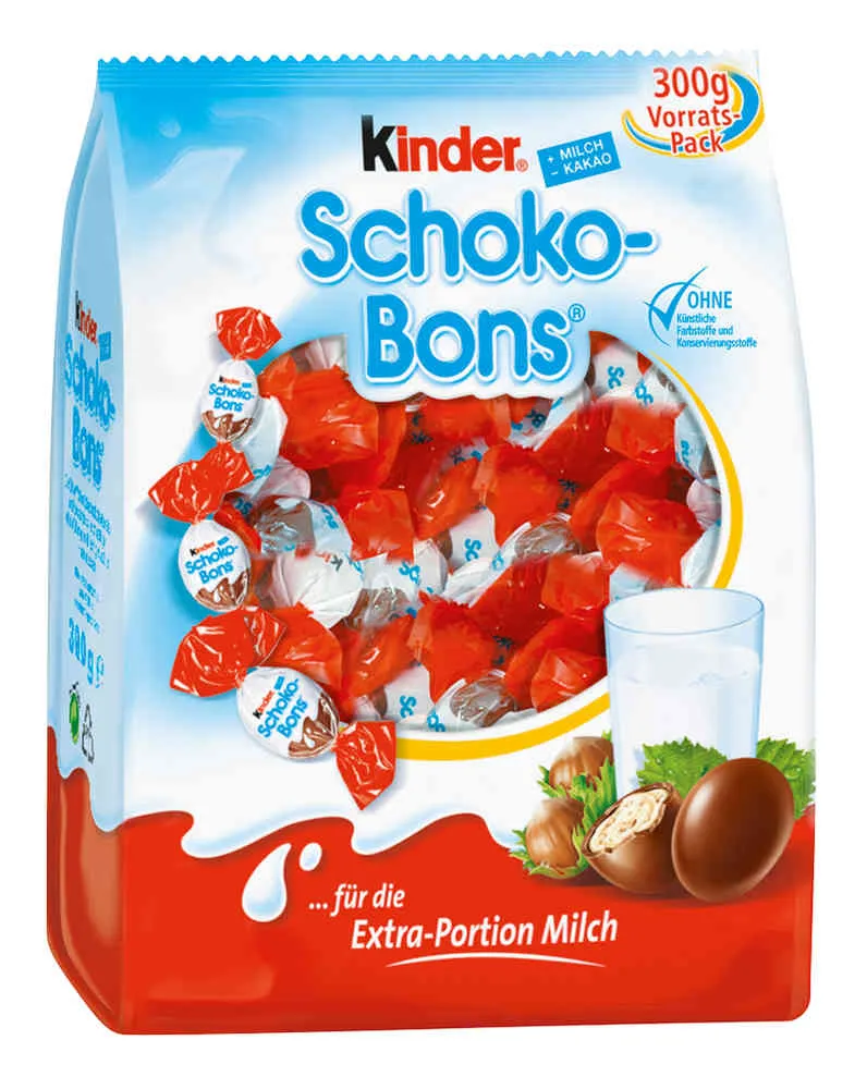Ferrero Kinder Schoko-Bons 300g Beutel Vorratspack mit Milch-Kakao-Füllung, erhältlich bei CaterPoint.de