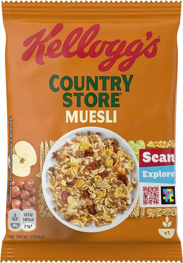 Kellogg’s Country Store Müsli Portionspackung 40g mit Getreide, Früchten und Nüssen