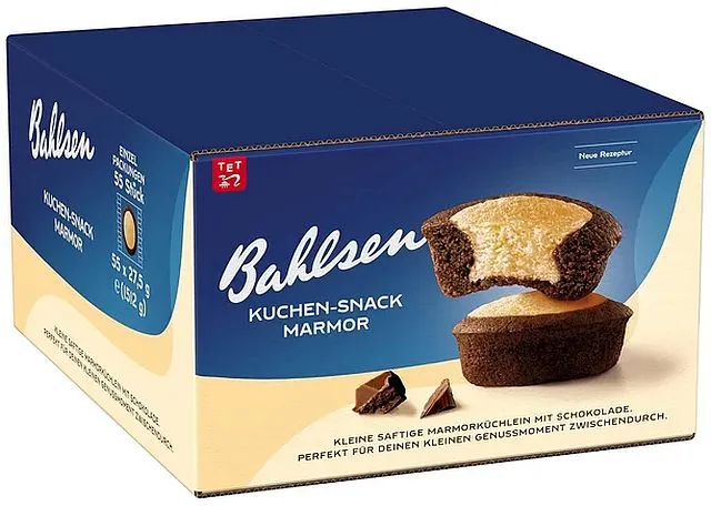 Bahlsen Kuchen Snack Marmor im Karton mit 55 einzeln verpackten Mini-Marmorkuchen