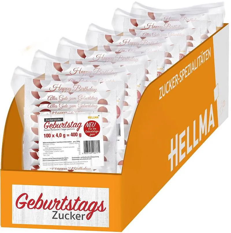 Hellma Zuckerstick "Geburtstag" 100 x 4g | CaterPoint.de