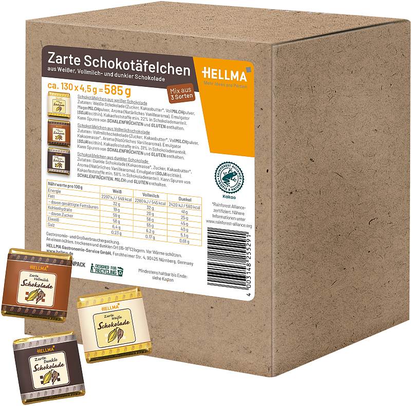 Feinste belgische Schokoladentäfelchen 130 Stück