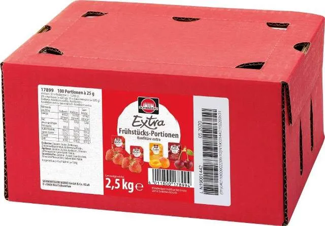 Schwartau Extra Konfitüre sortiert 100 x 25g | CaterPoint.de Schwartau Extra Konfitüre sortiert 100 x 25g | CaterPoint.de