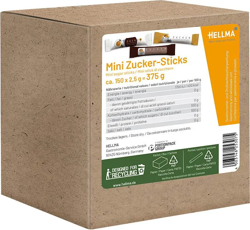 Hellma Mini Zucker-Sticks 150 x 2,5g | CaterPoint.de Hellma Mini Zucker-Sticks 150 x 2,5g | CaterPoint.de