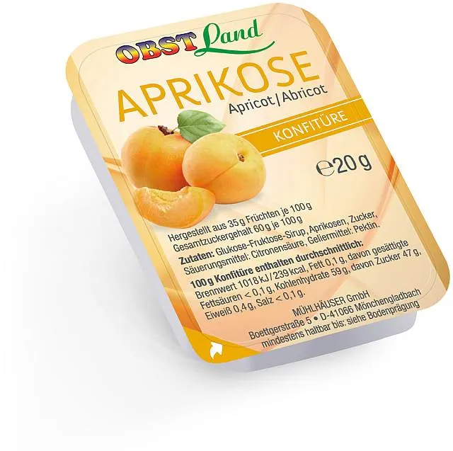 Obstland Konfitüre Aprikose 100 x 20g | CaterPoint.de Obstland Konfitüre Aprikose 100 x 20g | CaterPoint.de
