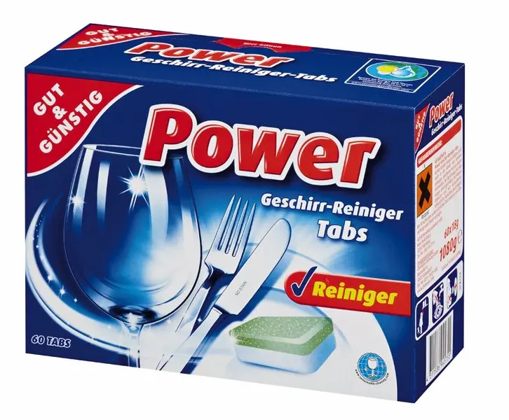Gut & Günstig Power Geschirr-Reiniger Tabs von Edeka, 60 Stück im Karton, für sauberes Geschirr – erhältlich bei CaterPoint.de