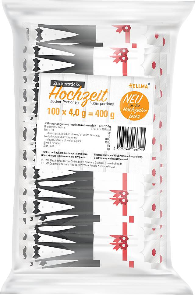 Hellma Zuckerstick "Hochzeit" 100 x 4g | CaterPoint.de