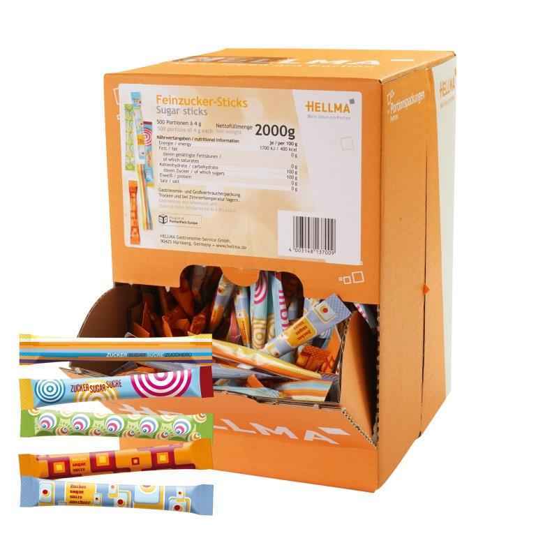 Feinzucker-Sticks 500 x 4g im Displaykarton