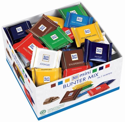 Ritter Sport Mini Bunter Mix 84 Stück Vorratsbox