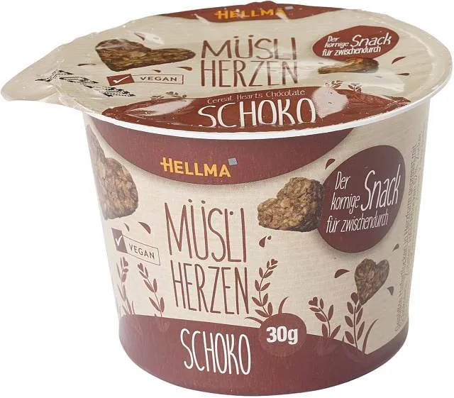 HELLMA Müsliherzen Schoko 18 x 30g | CaterPoint.de HELLMA Müsliherzen Schoko 18 x 30g | CaterPoint.de