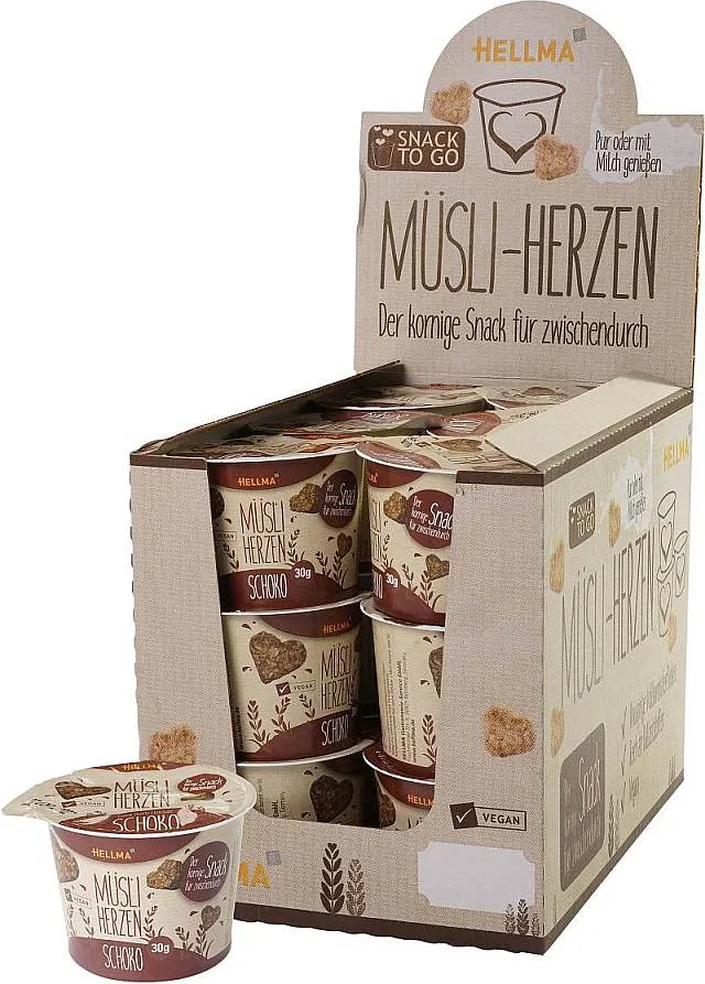 HELLMA Müsliherzen Schoko 18 x 30g | CaterPoint.de HELLMA Müsliherzen Schoko 18 x 30g | CaterPoint.de