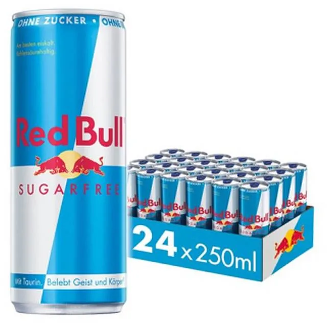 Red Bull Energy 24 x 0,25l zuckerfrei im 24er Tray und Dose, Energy Drink Sugarfree mit Koffein und Taurin bei CaterPoint.de