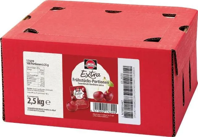Schwartau Extra Kirschkonfitüre 100 x 25g | CaterPoint.de Schwartau Extra Kirschkonfitüre 100 x 25g | CaterPoint.de