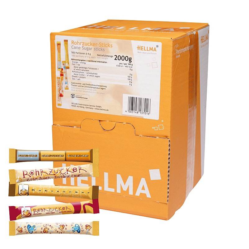 Hellma Rohrzucker Stick 500 x 4g Karton