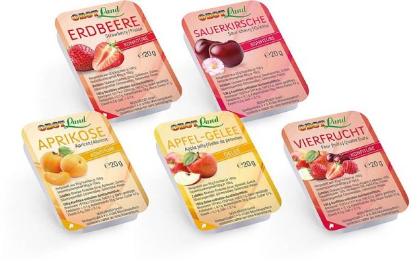 Obstland Konfitüre 5-fach sortiert 100 x 20g | CaterPoint.de