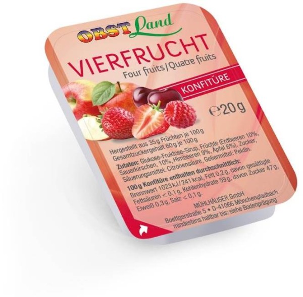 Obstland Konfitüre Vierfrucht 100 x 20g | CaterPoint.de