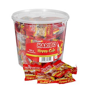 Haribo Happy Cola Minibeutel 100 Stück Runddose | CaterPoint.de